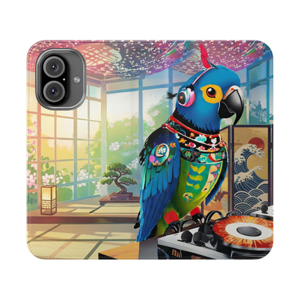 🎧🦜 Parrot DJ Flip Case – Neon Beats & Cyber Groove
