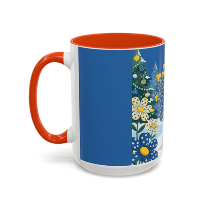 💙🌼 The Bluebell Christmas Promenade Colorful Mug – Art Deco Holiday Fantasy