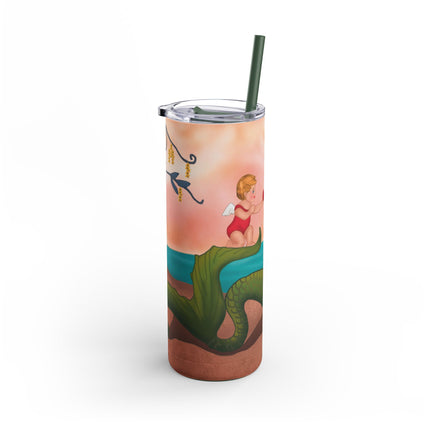 Mermaid with Parasol and Cupid by George Barbier Skinny Matte Tumbler, 20oz