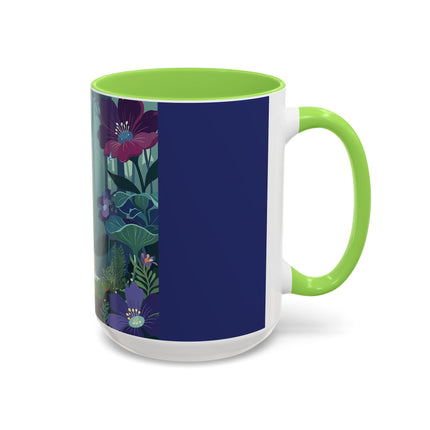 The Lady Of The Moonlit Fountain Colorful Mugs – Art Deco Botanical Serenity