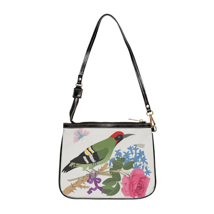 Woodpecker & Rose Shoulder Bag – Spring Charm & Vibrant Nature