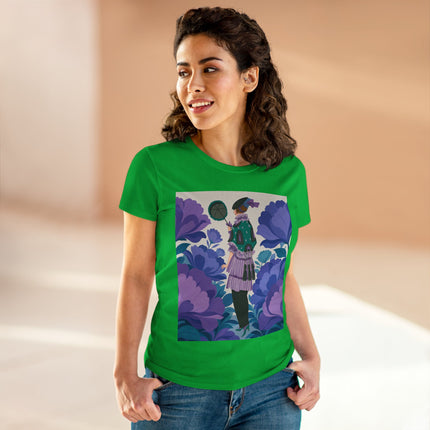 💜🌸 The Violet Garden Promenade Cotton Tee – Art Deco Floral Fashion
