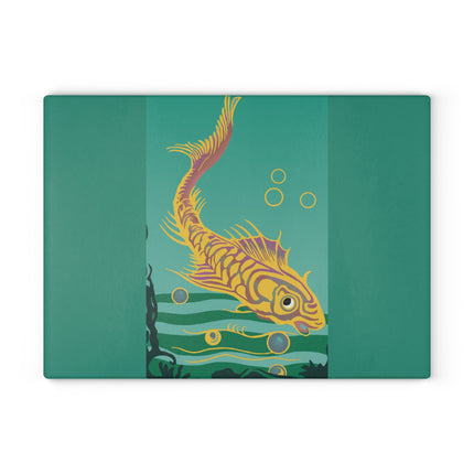 Golden Serenity Glass Cutting Board