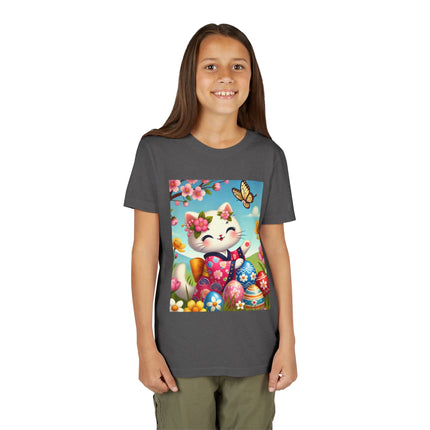 Easter Kitten and Painted Eggs Youth Short Sleeve Tee