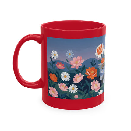 🌸🎭 The Lady Of The Floral Masquerade Garden Ceramic Mug – Art Deco Fashion Whimsy