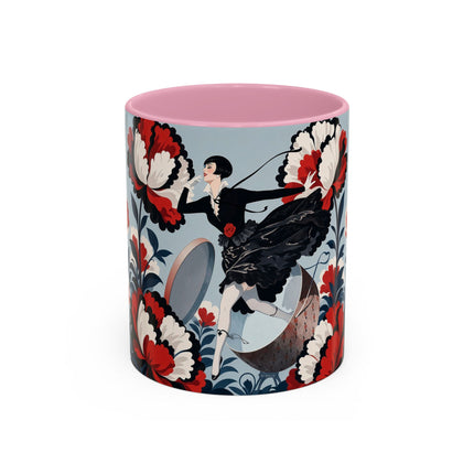 ❤️🌺 The Scarlet Blossom Dancer Colorful Mug – Art Deco Fashion Whimsy