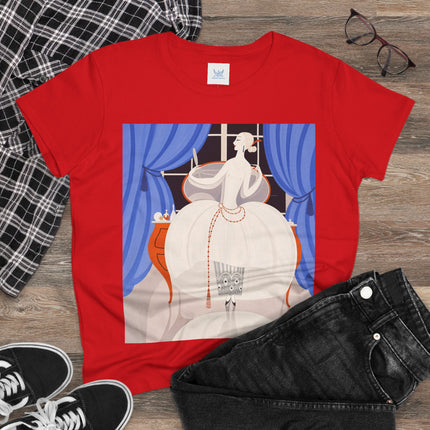 🦢💎 The Ivory Midnight Muse Cotton Tee – Art Deco Fashion Elegance