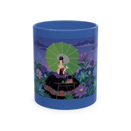 🧶☂️ The Lady Of The Garden Knitting Circle Ceramic Mug – Art Deco Floral Whimsy
