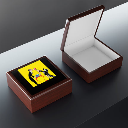 A Moment of Elegance: A Passionate Embrace Amidst Golden Splendor Jewelry Box