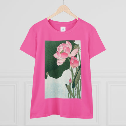 Blooming Lotus Flowers by Ohara Koson Women's Midweight Cotton Tee