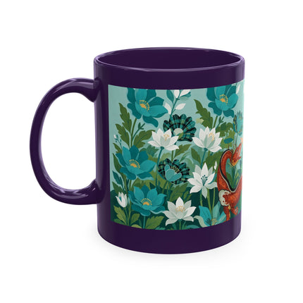 🐉🌿 The Lady & The Garden Dragon Ceramic Mug – Art Deco Botanical Whimsy
