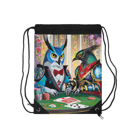 Cyberpunk Owl & Raven Drawstring Bag