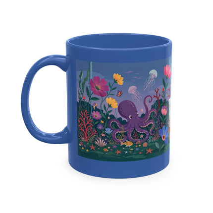 🐠🌸 The Lady Of The Underwater Flower Garden Ceramic Mug – Art Deco Aquatic Whimsy