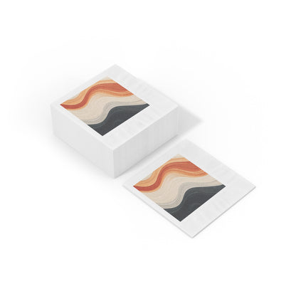 Wave Pattern in Hues of Beige, Orange, Grey, and Black White Coined Napkins