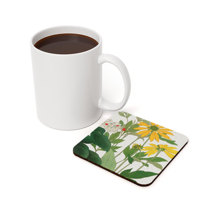 Clerodendrum & Rudbeckia Flower by Tanigami Kônan Cork Back Coaster
