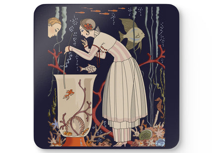 The Dazzling Little Fish by George Barbier Corkwood Coaster Set