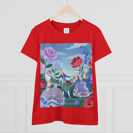 🎭🌸 The Garden Masquerade Cotton Tee – Art Deco Fashion Illustration