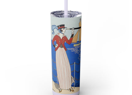Costume de Yacht by George Barbier Skinny Tumbler with Straw, 20oz