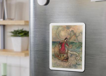 Rita Rides on the Dolphin by Warwick Goble Die-Cut Magnets (5 Sizes)