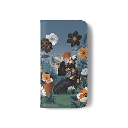 🌹💧 The Midnight Garden Keeper Flip Case – Art Deco Floral Fantasy