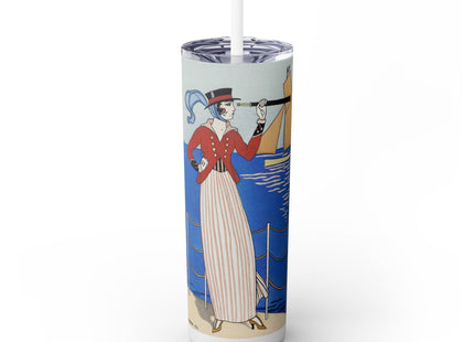 Costume de Yacht by George Barbier Skinny Tumbler with Straw, 20oz