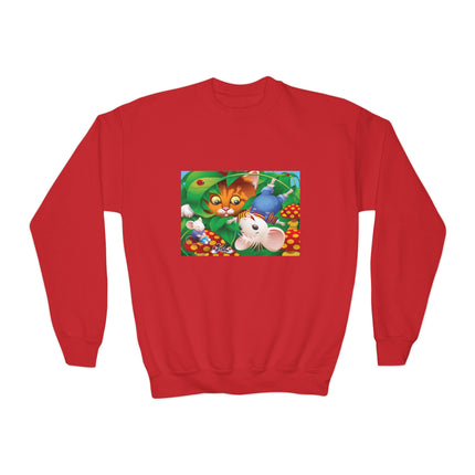 Whimsical Adventure Youth Crewneck Sweatshirt – Playful Journey & Storybook Fun