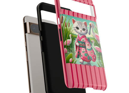 Geisha Kitten Strolls Among the Spoonbills Phone Cases