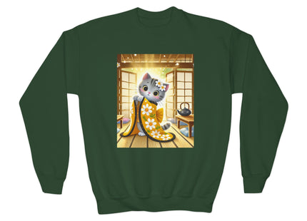Playful Kitten in the Tea Room Youth Crewneck Sweatshirt