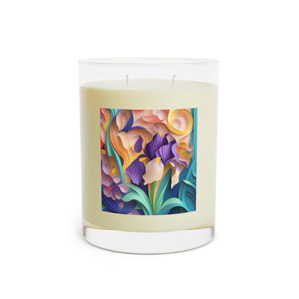 The Elegant Iris Flower Scented Candle - Full Glass, 11oz - The White Tea & Fig, The Lavender & Sage, and The Ocean Mist & Moss