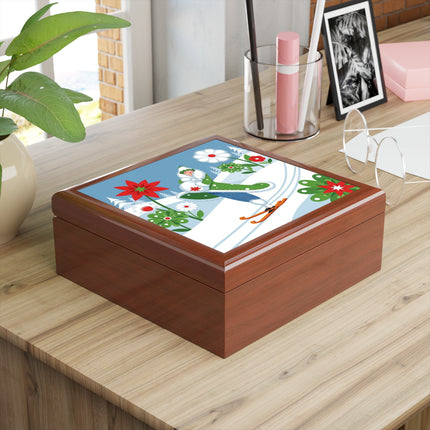 🎿❄️ The Winter Garden Skier Jewelry Box – Whimsical Holiday Fantasy