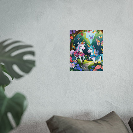Baby Unicorns and Fluttering Butterflies Fine Art Posters