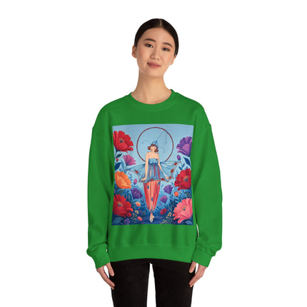 🎪🌺 The Flower Garden Harlequin Crewneck Sweatshirt – Art Deco Fashion Whimsy