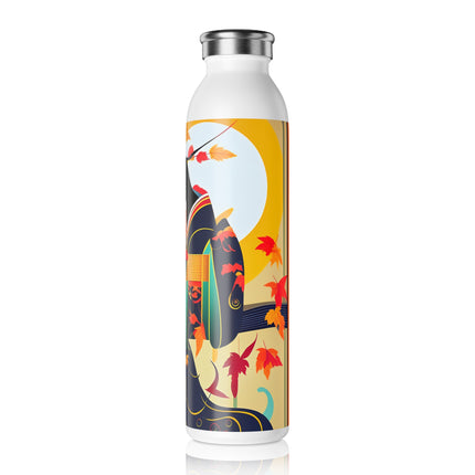 Black Cat in Kimono Slim Water Bottle