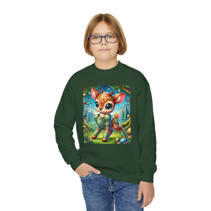 Fawn Defender Youth Crewneck Sweatshirt – Woodland Courage & Gentle Strength