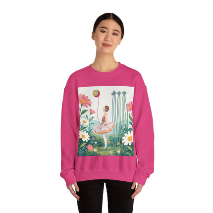 🌼🎈 The Garden Balloon Dancer Crewneck Sweatshirt – Art Deco Floral Whimsy