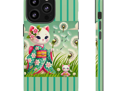 Geisha Kitten and the Dandelion Phone Cases