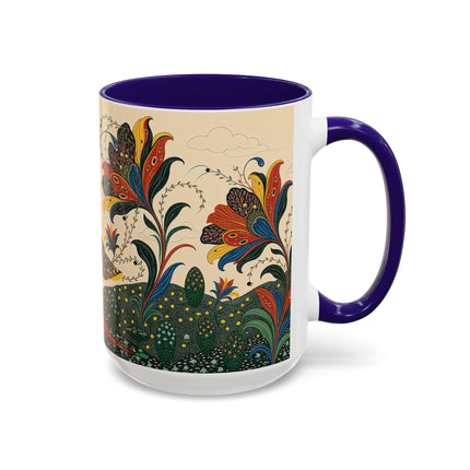 🌺🦋 The Enchanted Floral Voyage Colorful Mug – Art Deco Botanical Whimsy