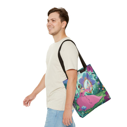 🌸🪞 The Lady Of The Enchanted Garden Mirror Tote Bag – Art Deco Floral Fantasy