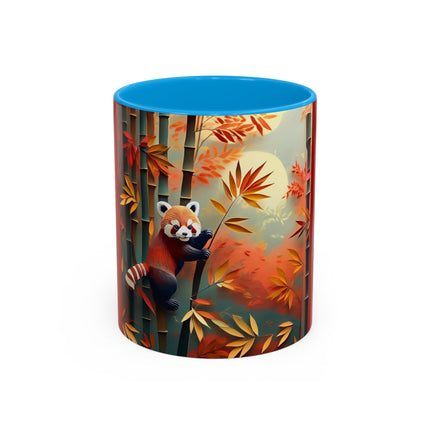Red Panda at an Autumn Bamboo Grove Colorful Mugs (11oz, 15oz)