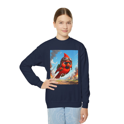Cardinal Dive Bomber Youth Crewneck Sweatshirt – Action, Courage & High-Flying Adventure