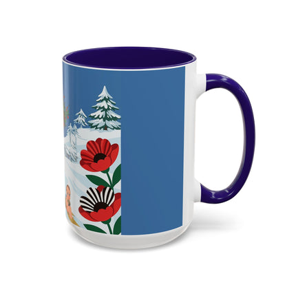 🎿🎄 The Christmas Holly Skier Colorful Mug – Whimsical Holiday Fantasy