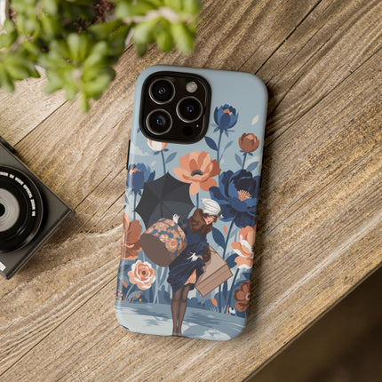 ☂️🌺 The Lady Of The Traveling Garden Phone Case – Art Deco Floral Adventure
