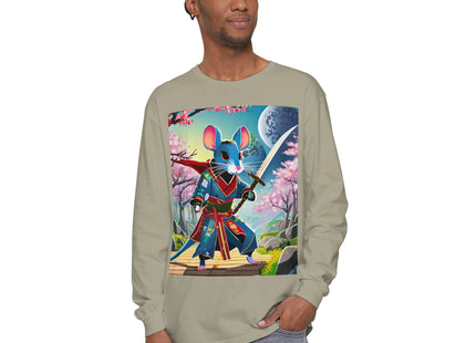 Cyber Samurai Rat Garment-dyed Long Sleeve T-Shirt