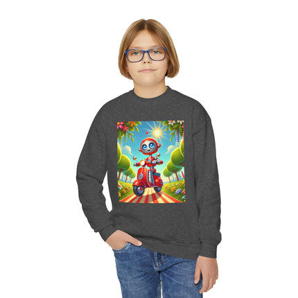 The Traveling Robot Youth Crewneck Sweatshirt – Adventure, Curiosity & Playful Discovery