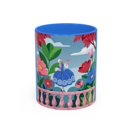 The Lady Of The Blossoming Terrace Colorful Mugs – Art Deco Floral Garden Elegance