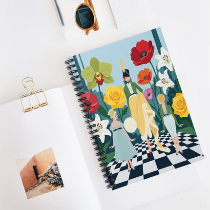 🌺🎩 The Ladies Of The Grand Flower Promenade Spiral Notebook – Art Deco Fashion Illustration