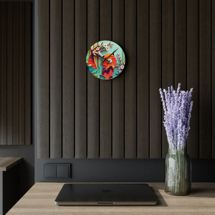A Playful Red Panda Acrylic Wall Clock, Round and Square