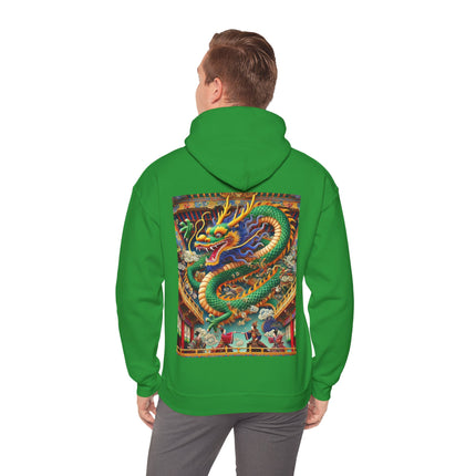 Tibetan Dragon Over Kabuki Duel – Heavy Blend™ Hooded Sweatshirt
