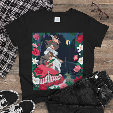 🌹🎶 The Midnight Garden Serenade Cotton Tee – Art Deco Romantic Fantasy