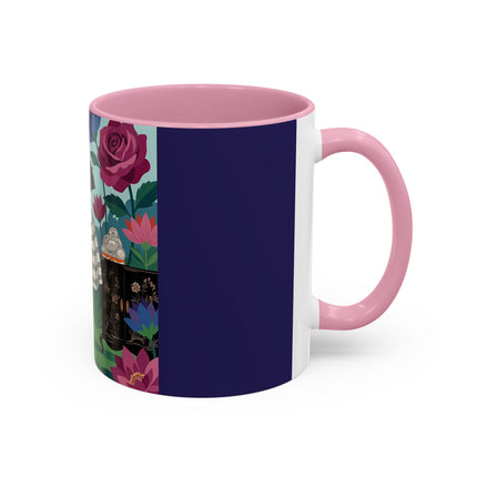 The Lady Of The Lotus Garden Colorful Mugs – Art Deco Botanical Elegance